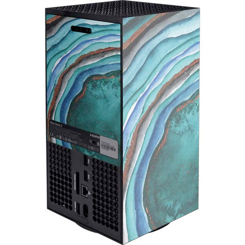 Turquoise Watercolor Geode XBox Series X Digital Edition Console Skin